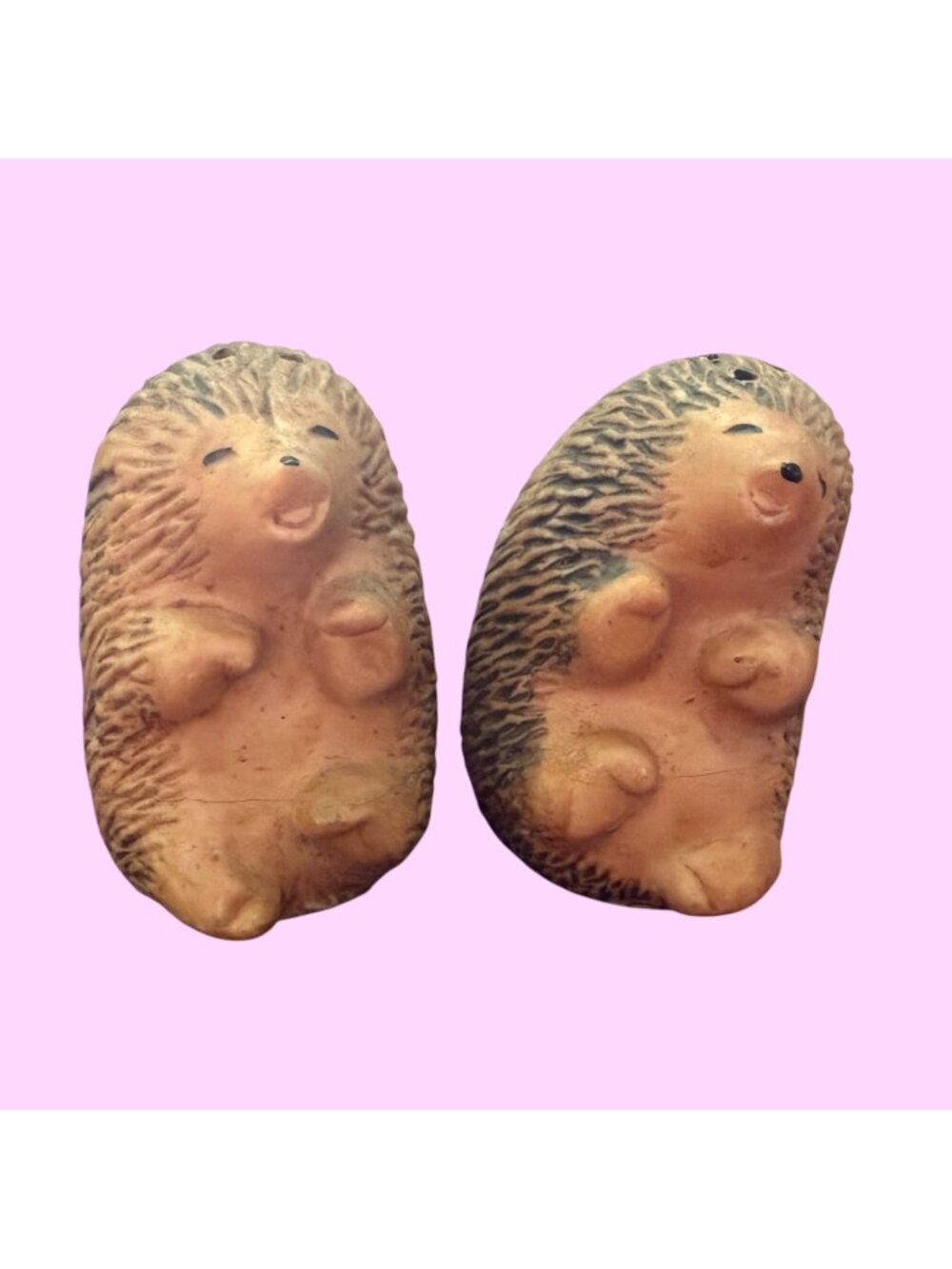 Vintage Ceramic Hedgehog Salt And Pepper Woodland Whimsy Shakers